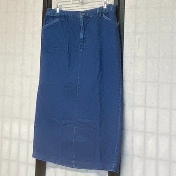 Riders Casuals by Lee A Line Back Slit Denim Jeans Maxi Skirt Medium Wash 16 - Picture 4 of 12